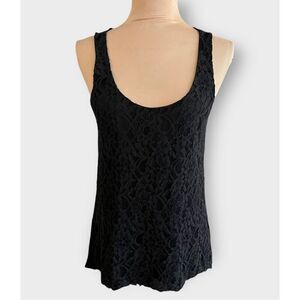 Vintage Area Women’s Medium Black Lace Detail Sleeveless Tank Top Blouse